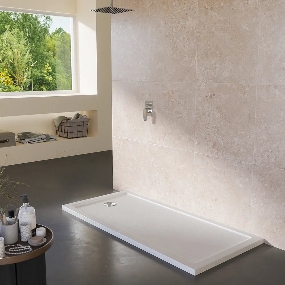 Piatto doccia 70x170 effetto pietra bianco in acrilico altezza slim | Petra