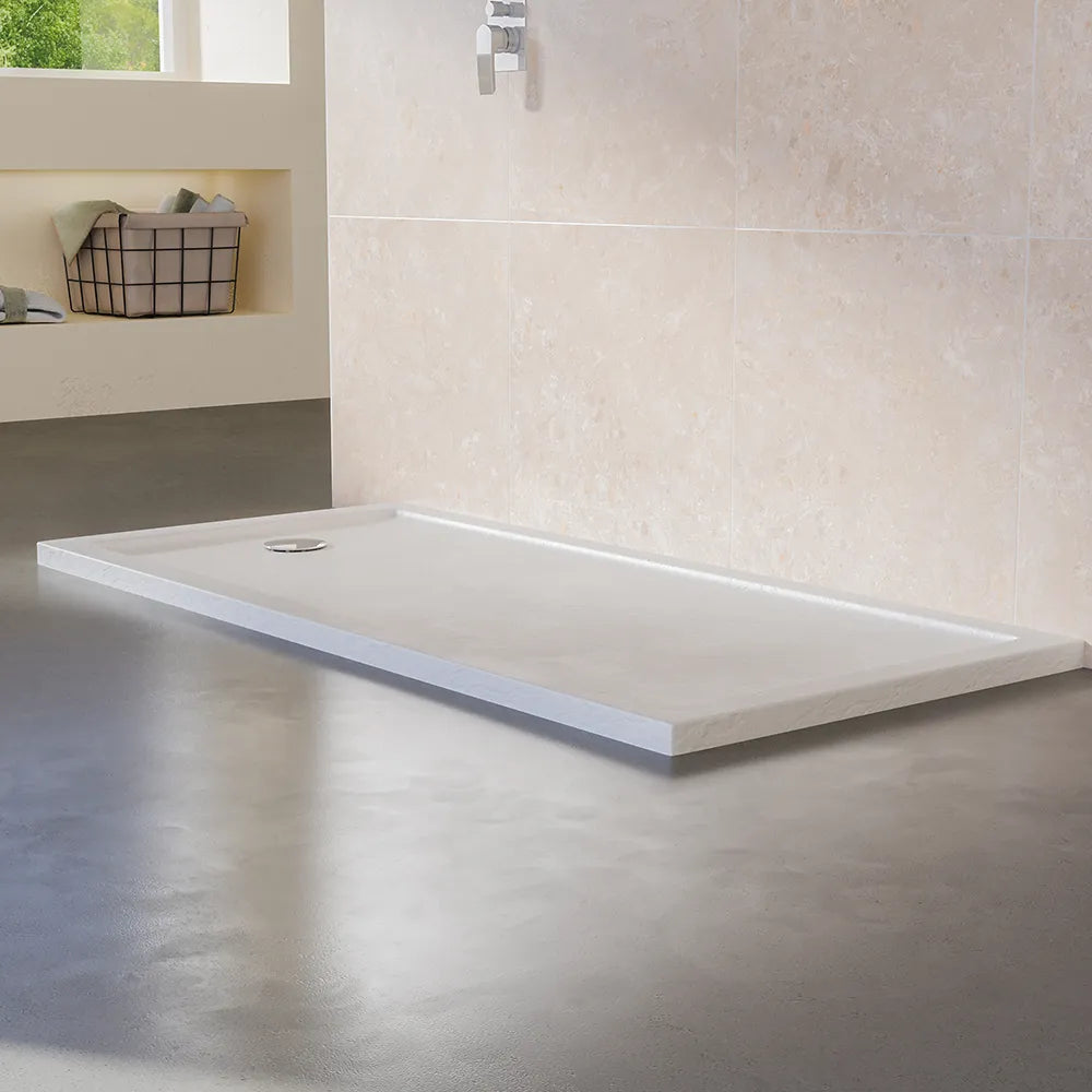 Piatto doccia 70x170 effetto pietra bianco in acrilico altezza slim | Petra