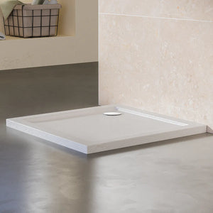 Piatto doccia 90x90 effetto pietra bianco in acrilico altezza slim | Petra