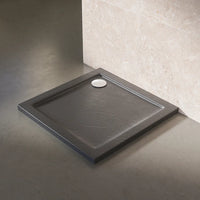 Piatto doccia 90x90 effetto pietra nero in acrilico altezza slim | Petra