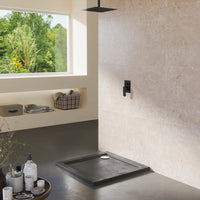 Piatto doccia 70x70 effetto pietra nero in acrilico altezza slim | Petra