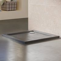 Piatto doccia 70x70 effetto pietra nero in acrilico altezza slim | Petra