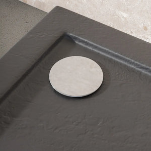 Piatto doccia 70x70 effetto pietra nero in acrilico altezza slim | Petra