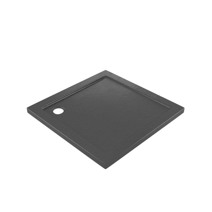 Piatto doccia 90x90 effetto pietra nero in acrilico altezza slim | Petra