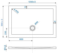 Piatto doccia 90x120 cm bianco lucido bordato in acrilico rinforzato | Asteios