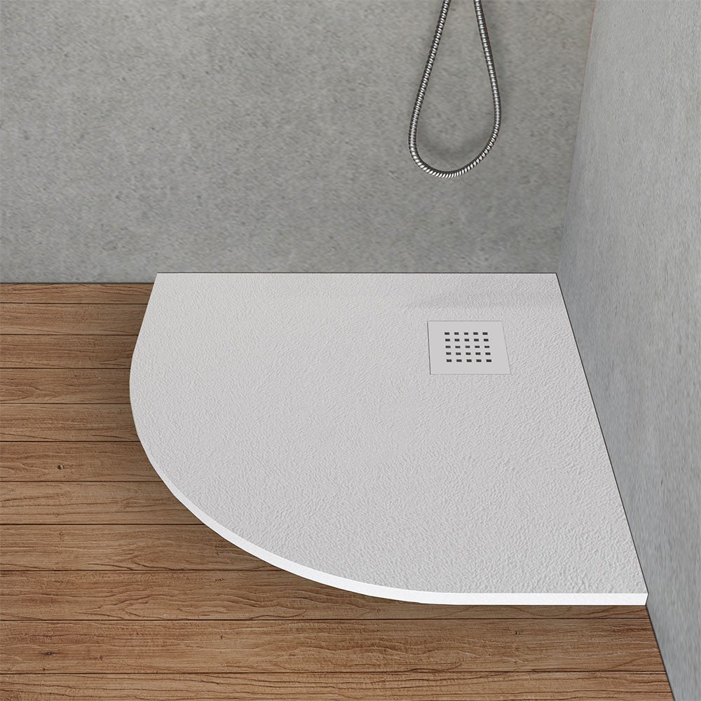 Piatto doccia 90x90 semicircolare resina bianco pietra filo pavimento  Loren