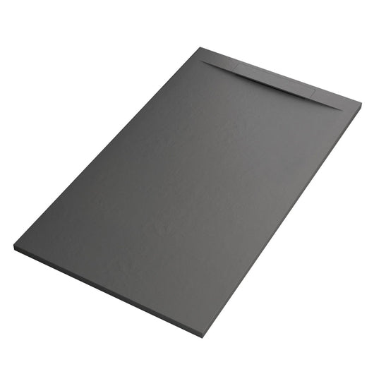 Piatto doccia in marmoresina grigio scuro effetto pietra cemento vincent, misura 70x170