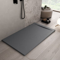 Piatto doccia in marmoresina grigio scuro effetto pietra cemento vincent, misura 80x200