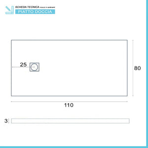 Piatto doccia ardesia 80x110 Karen in resina effetto pietra antracite