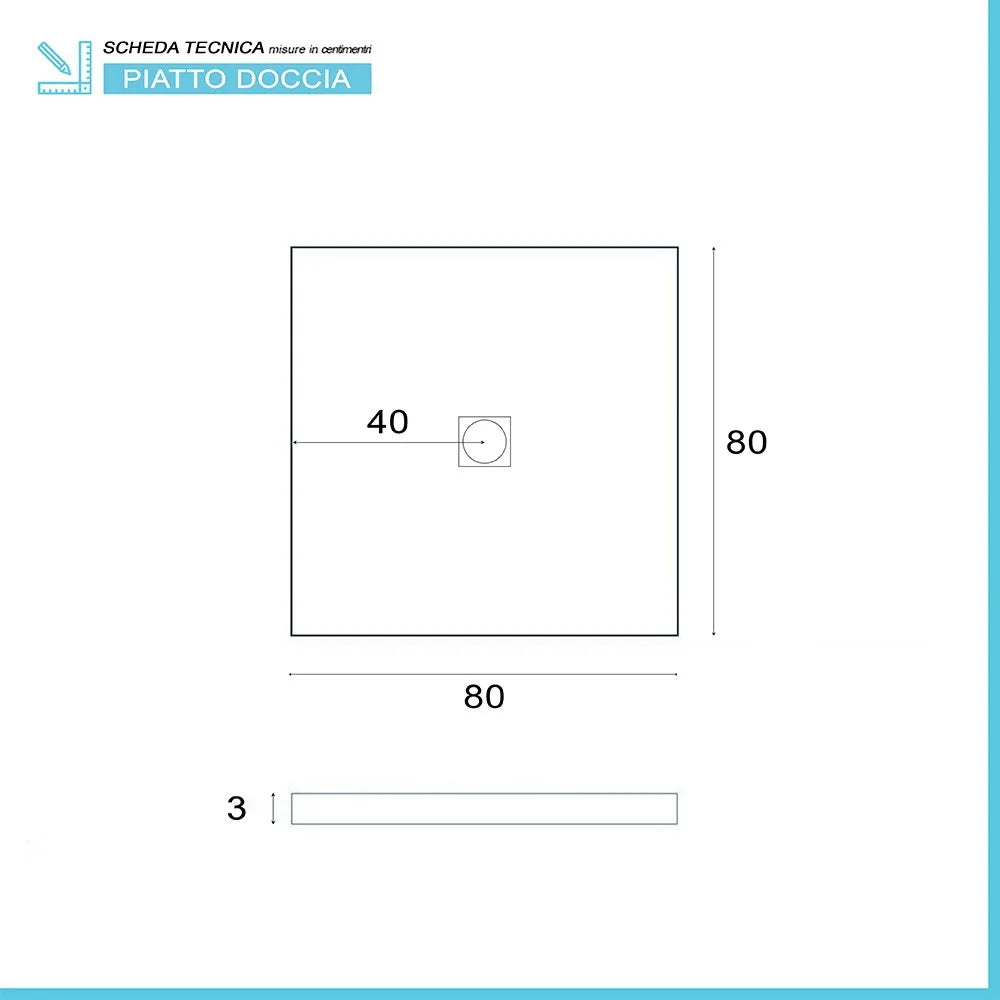 Piatto doccia ardesia 80x80 resina effetto pietra antracite Karen