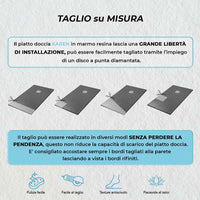 Piatto doccia ardesia 90x120 Karen in resina effetto pietra antracite