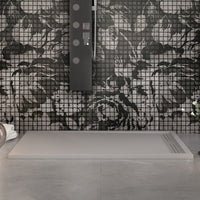 Piatto doccia in marmo resina grigio chiaro pietra cemento grid, misura 90x200