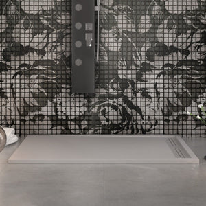 Piatto doccia in marmo resina grigio chiaro pietra cemento grid, misura 70x130