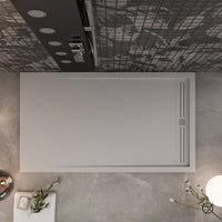 Piatto doccia in marmo resina grigio chiaro pietra cemento grid, misura 70x150