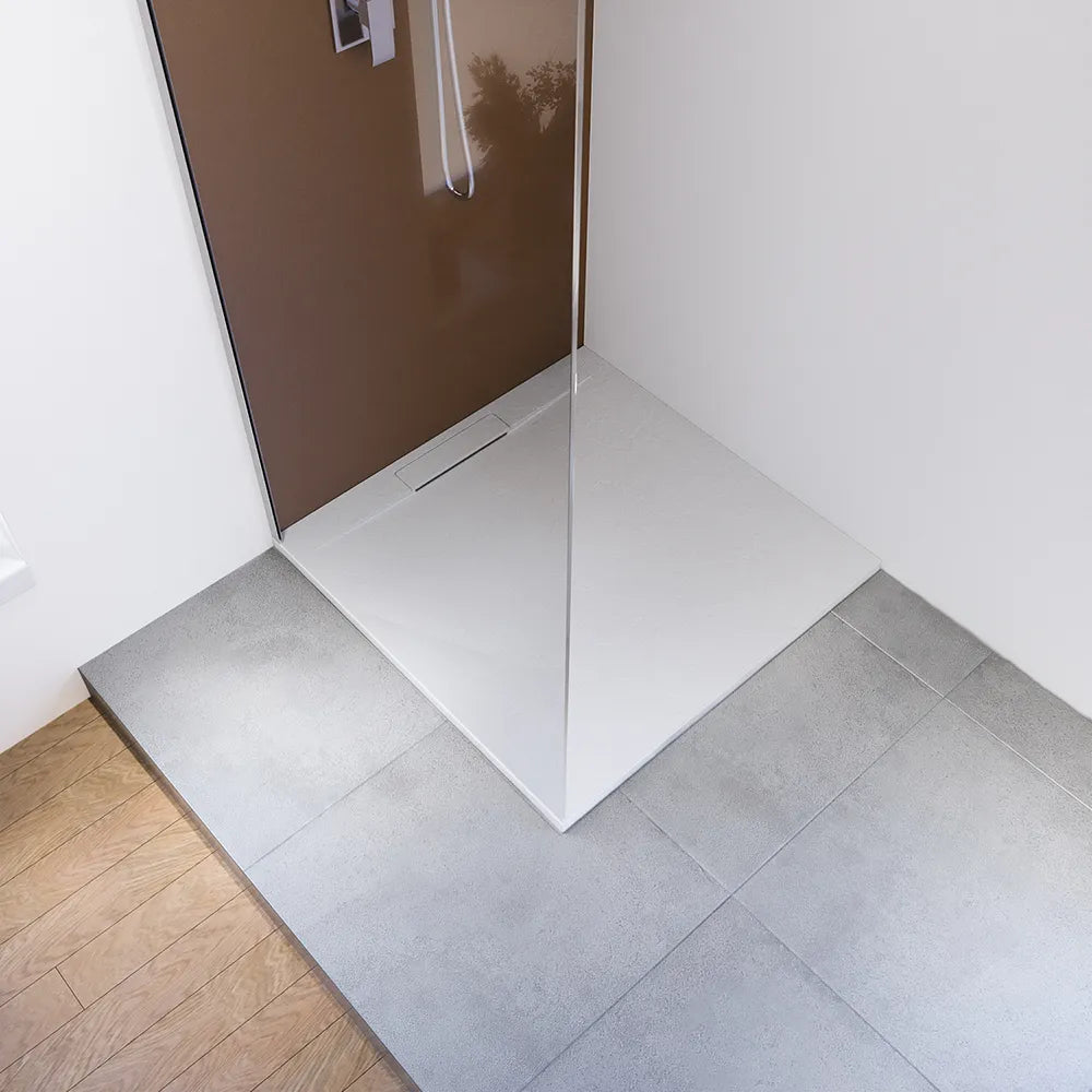 Piatto doccia 80x80 cm in marmoresina bianco effetto pietra | Paros