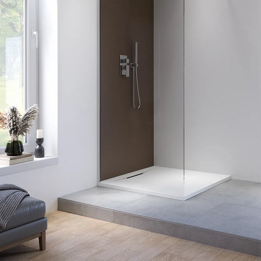 Piatto doccia 80x80 cm in marmoresina bianco effetto pietra | Paros