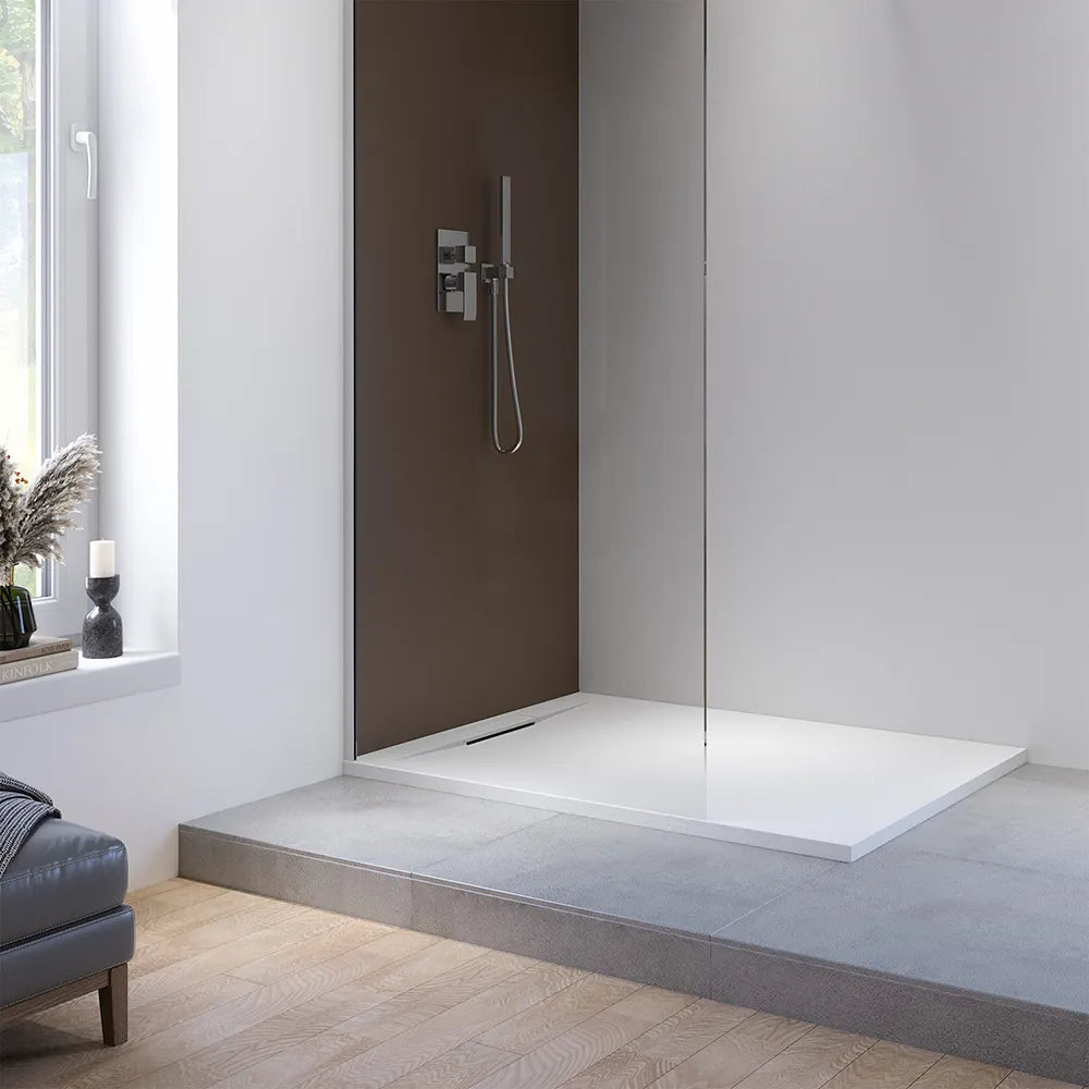 Piatto doccia 80x120 cm in marmoresina bianco effetto pietra | Paros