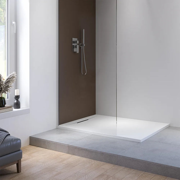 Piatto doccia 90x120 cm in marmoresina bianco effetto pietra | Paros