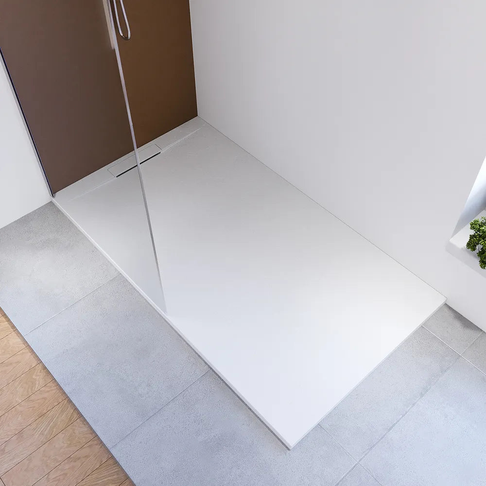 Piatto doccia 90x160 cm in marmoresina bianco effetto pietra | Paros