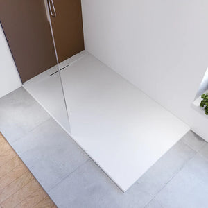 Piatto doccia 80x140 cm in marmoresina bianco effetto pietra | Paros