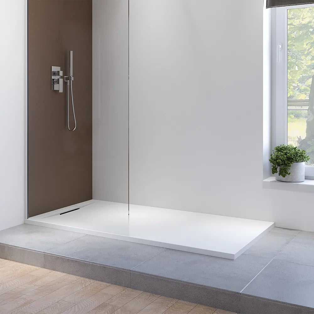 Piatto doccia 90x160 cm in marmoresina bianco effetto pietra | Paros