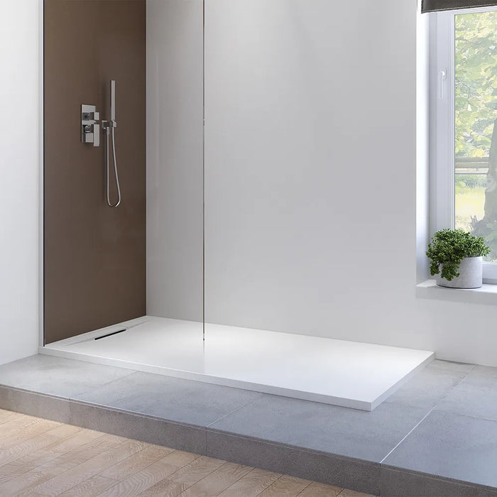 Piatto doccia 90x160 cm in marmoresina bianco effetto pietra | Paros