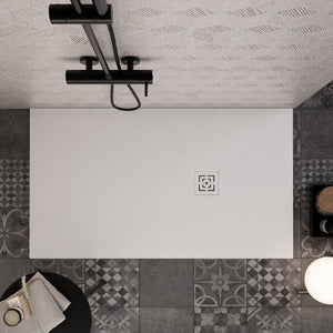 Piatto doccia bianco in marmoresina con griglia in tinta star passion, misura 80x150