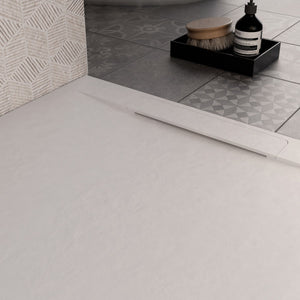 Piatto doccia in marmoresina bianco effetto pietra cemento vincent, misura 90x140