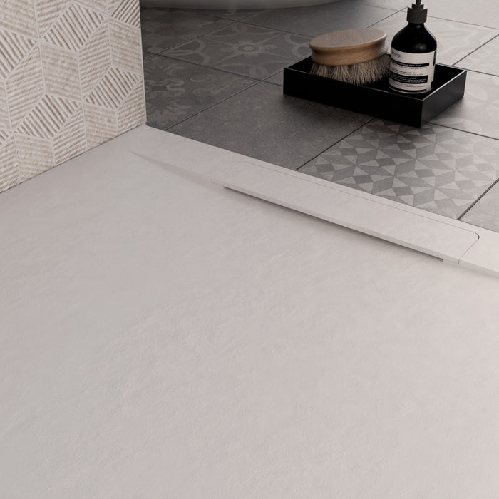 Piatto doccia in marmoresina bianco effetto pietra cemento vincent, misura 70x170