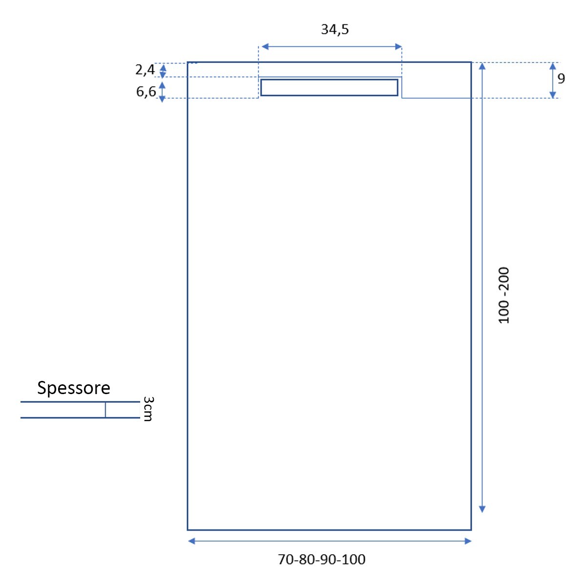 Piatto doccia in marmoresina bianco effetto pietra cemento vincent, misura 90x100