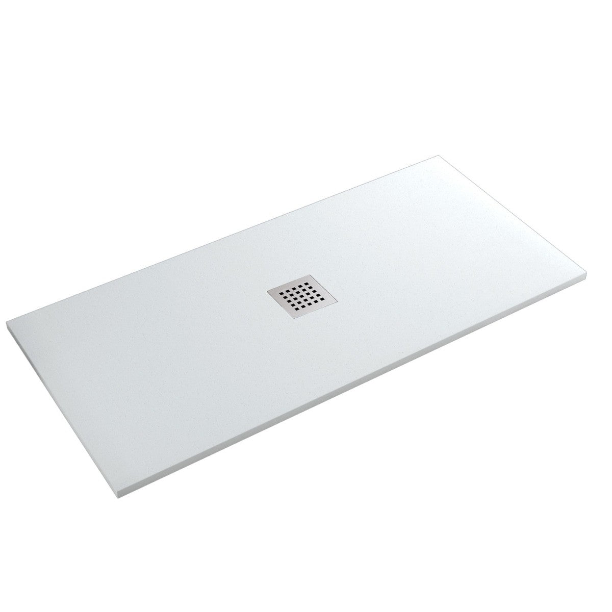 Piatto doccia in marmo resina effetto pietra con foro centrale bianco chic, misura 75x130