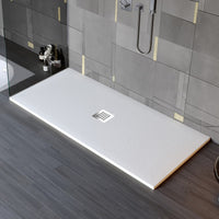 Piatto doccia in marmo resina effetto pietra con foro centrale bianco chic, misura 75x130