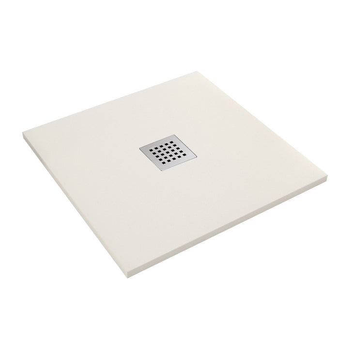Piatto doccia in marmo resina effetto pietra con foro centrale crema chic, misura 75x150