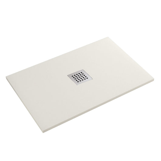 Piatto doccia in marmo resina effetto pietra con foro centrale crema chic, misura 75x150