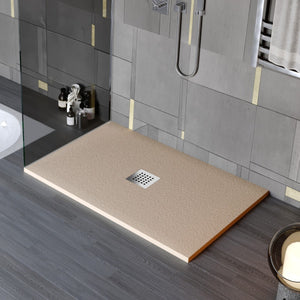 Piatto doccia in marmo resina effetto pietra con foro centrale tortora chic, misura 70x100