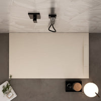 Piatto doccia in marmoresina crema effetto pietra cemento vincent, misura 80x130