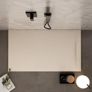 Piatto doccia in marmoresina crema effetto pietra cemento vincent, misura 70x100