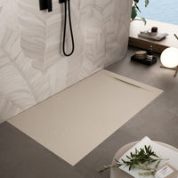 Piatto doccia in marmoresina crema effetto pietra cemento vincent, misura 90x180