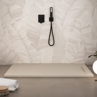 Piatto doccia in marmoresina crema effetto pietra cemento vincent, misura 70x130