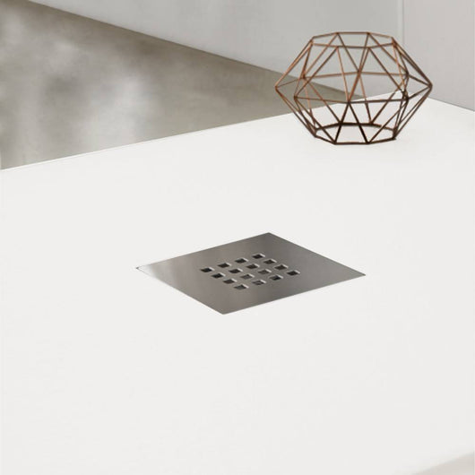 Piatto doccia effetto pietra 90x90 Bianco marmoresina pieno Piletta inclusa - HDcasa