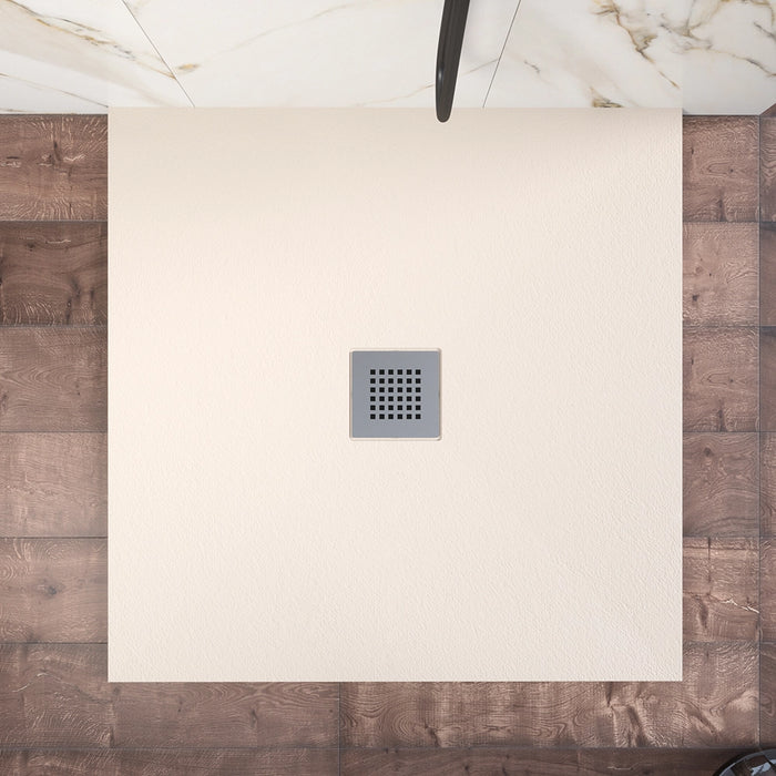 Piatto doccia 80x80cm in marmoresina avorio effetto pietra | Kos