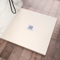 Piatto doccia 80x80cm in marmoresina avorio effetto pietra | Kos