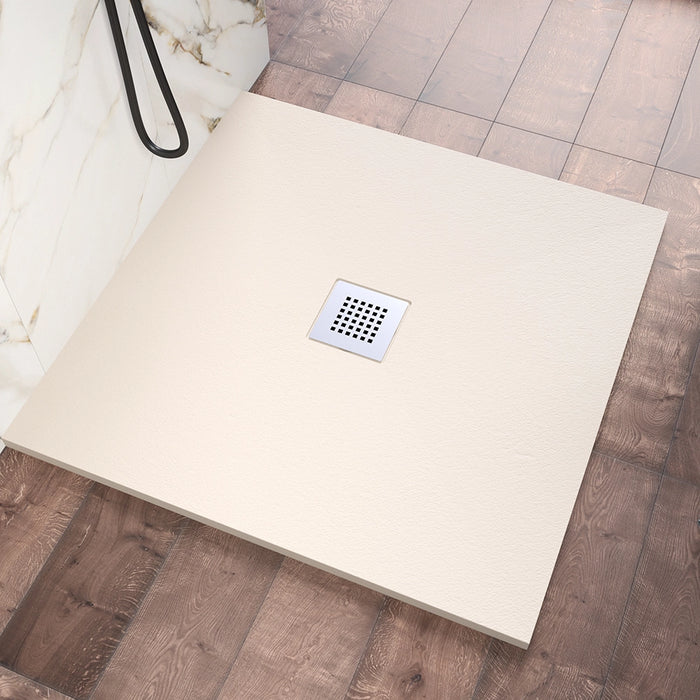 Piatto doccia 80x80cm in marmoresina avorio effetto pietra | Kos