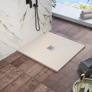 Piatto doccia 80x80cm in marmoresina avorio effetto pietra | Kos
