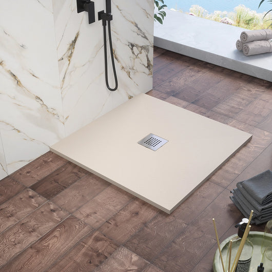 Piatto doccia 80x80cm in marmoresina avorio effetto pietra | Kos