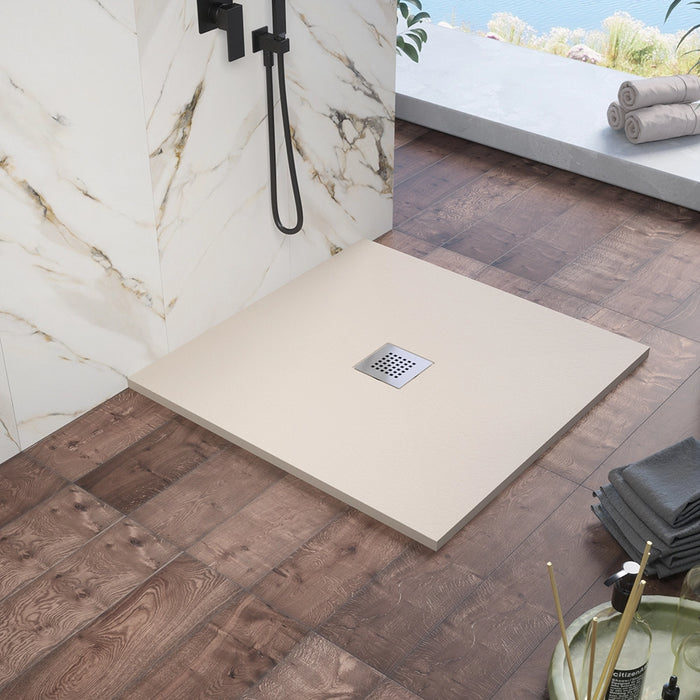 Piatto doccia 80x80cm in marmoresina avorio effetto pietra | Kos