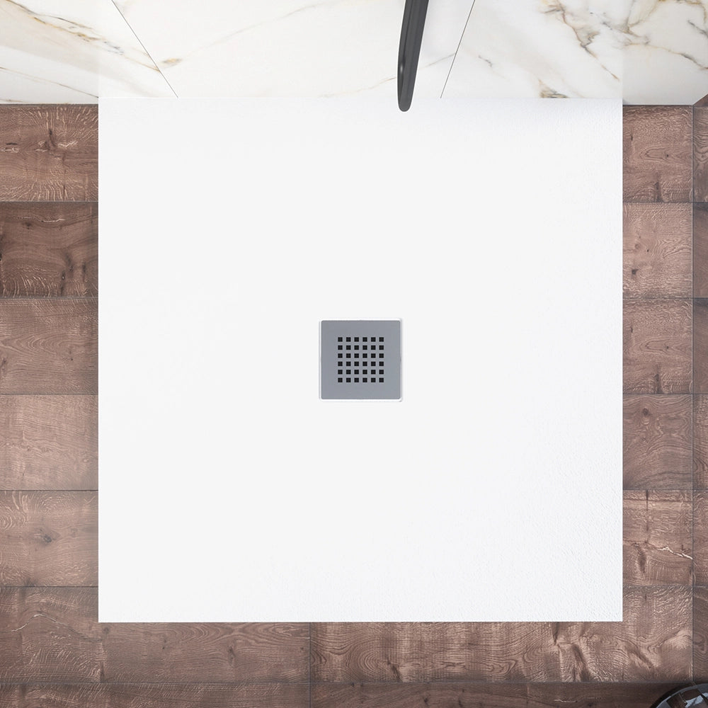 Piatto doccia 80x80cm in marmoresina bianco effetto pietra | Kos