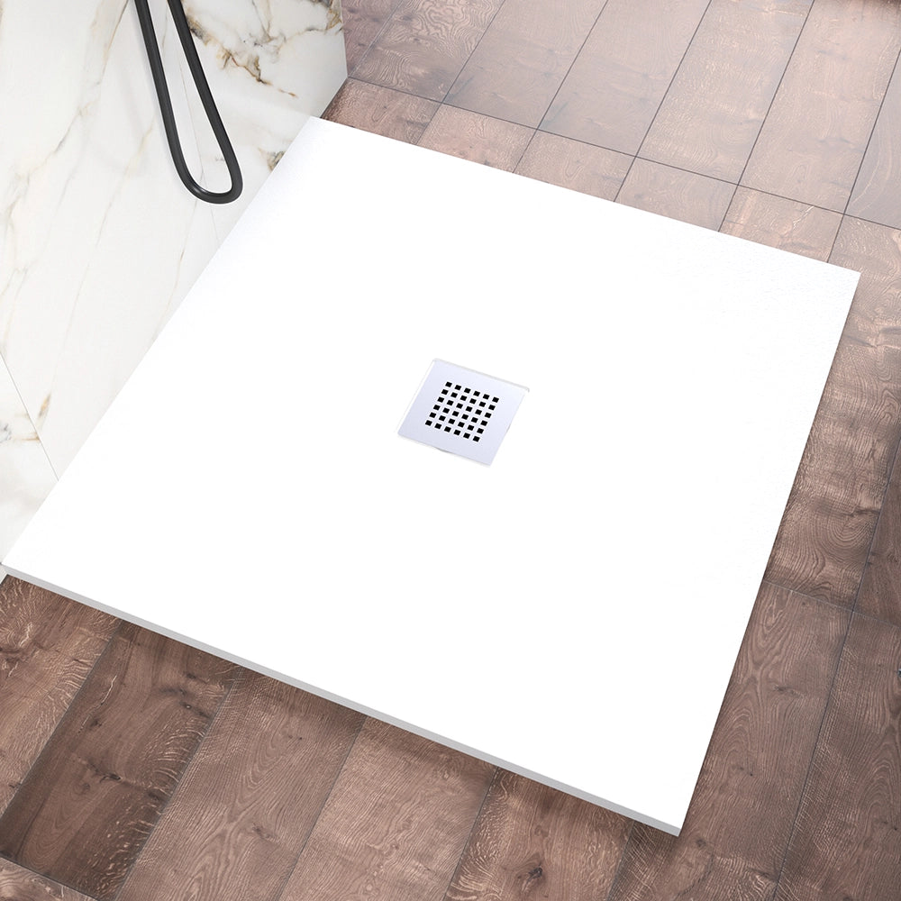 Piatto doccia 80x80cm in marmoresina bianco effetto pietra | Kos