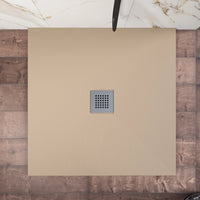 Piatto doccia 80x80cm in marmoresina marrone effetto pietra | Kos