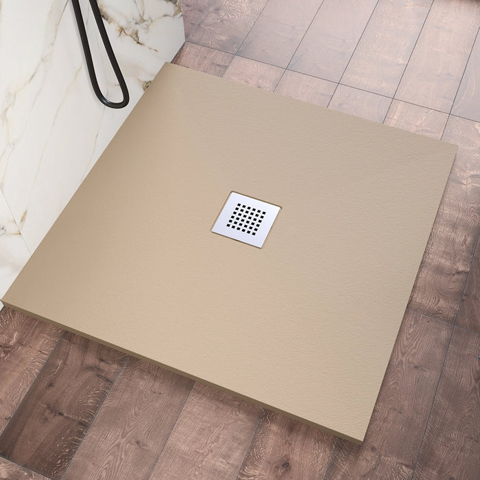 Piatto doccia 80x80cm in marmoresina marrone effetto pietra | Kos